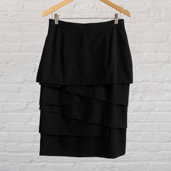 134. GIOVANNI Layered Black Pencil Skirt - Size 13 - Picture 1 of 4